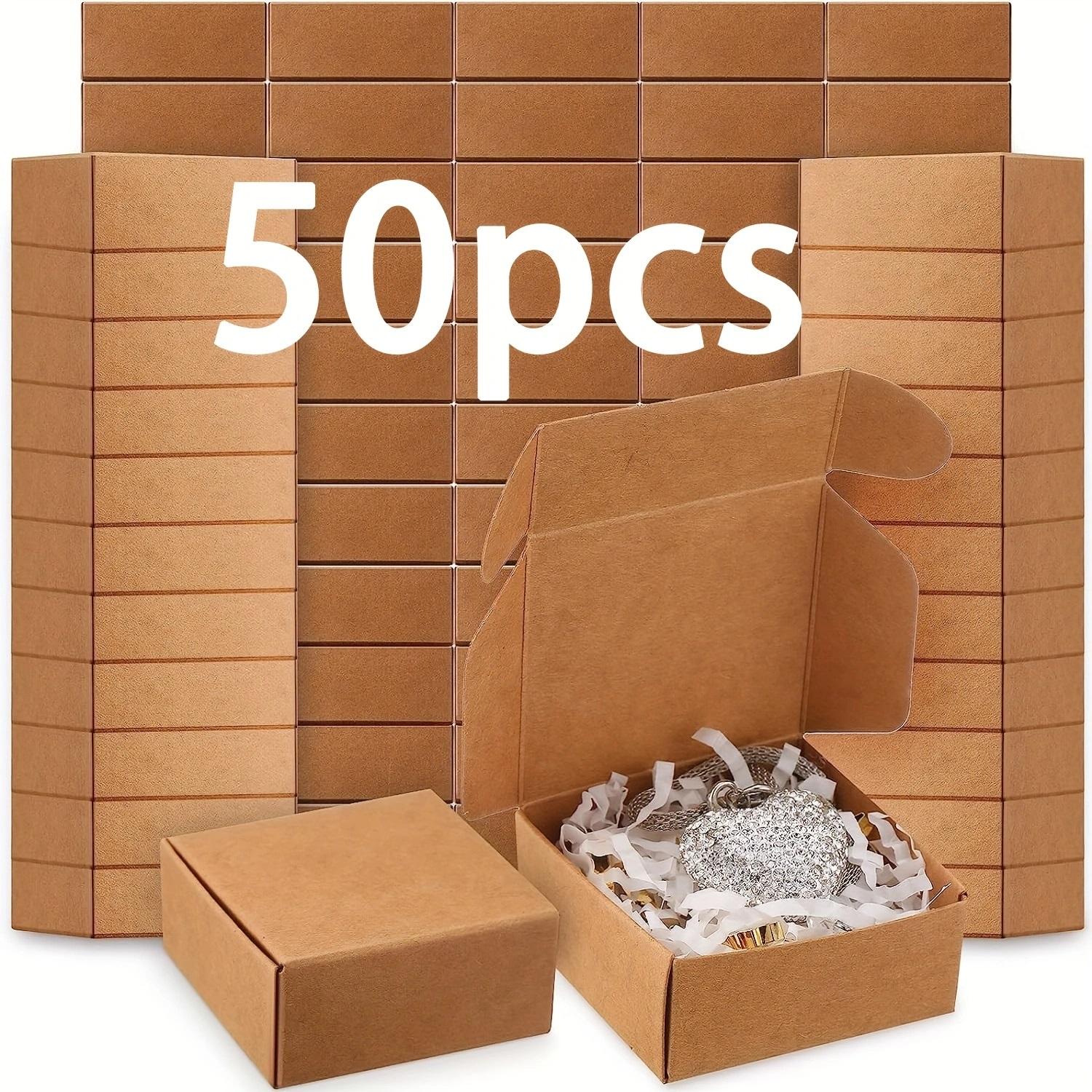 50 Stück Mini-Geschenkboxen aus Kraftpapier, Mehrzweck-Schmuckverpackung für Ringe, Ohrringe, Geburtstage, Hochzeiten, Feiertage, Weihnachtsgeschenke Pack of 50 braun