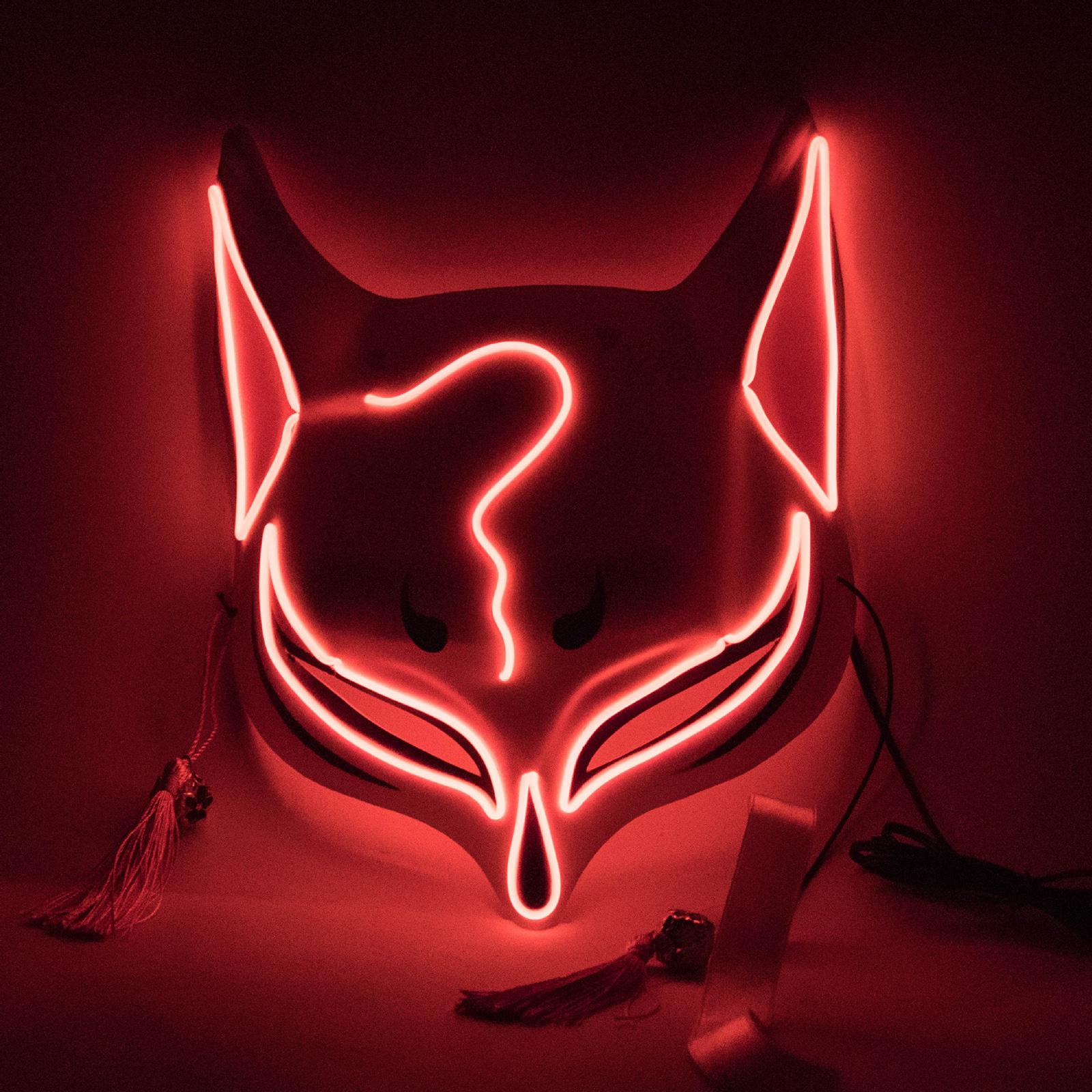 LED Fuchs Drift Maske Halloween Maske Leuchtend für Maskerade-Partys Karneval