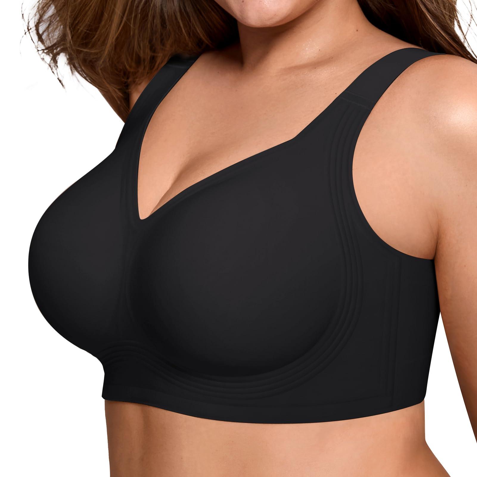 OEAK Seamless Push-Up BH mit Leopardenmuster – Bügellos, Weicher Halt, Große Größen, Bequem, Dünn, Anti-Hänge-Damenunterwäsche 3XL schwarz
