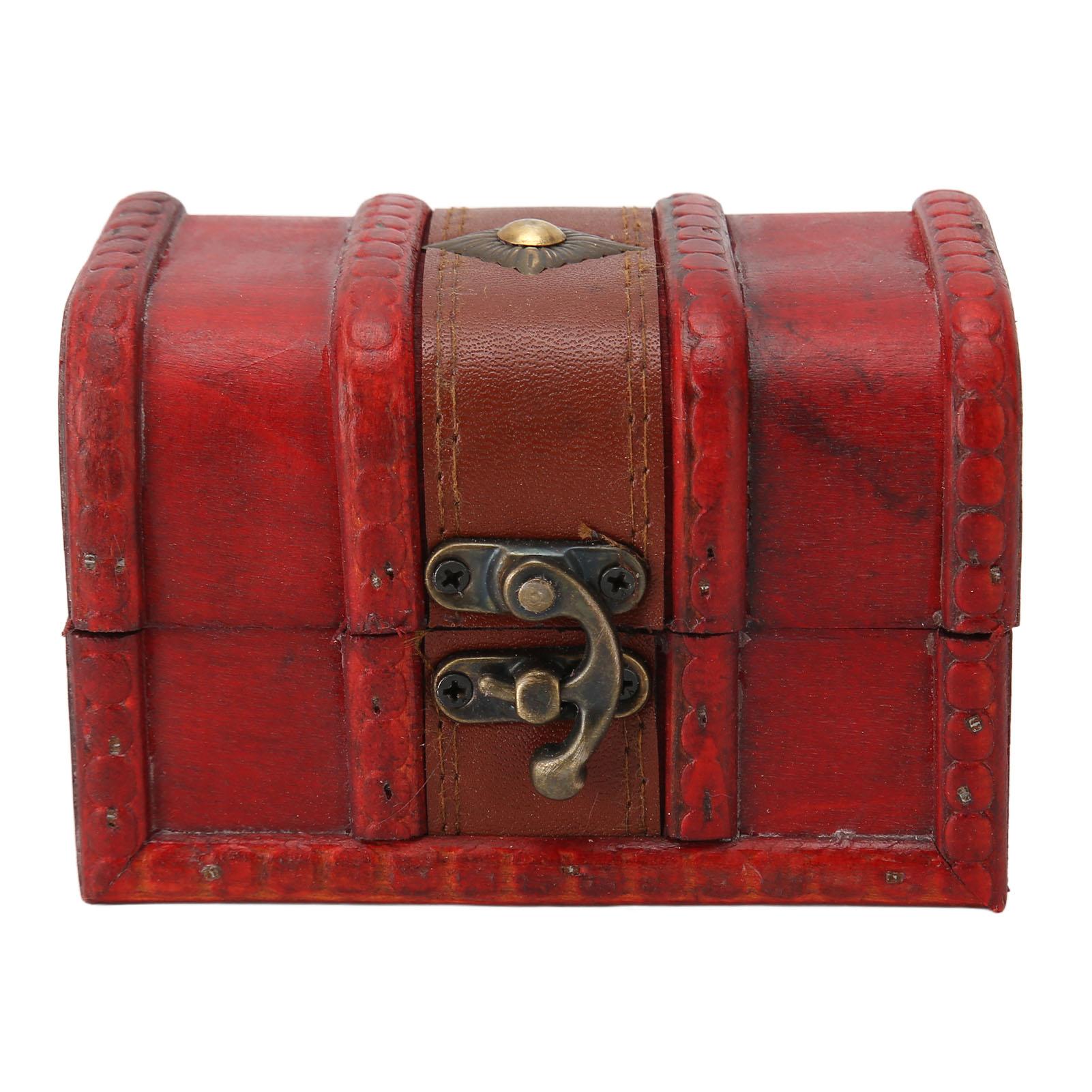 Vintage Aufbewahrungsbox aus Holz Klappdeckel Schmuckhalter Etui Schreibtischdeko für Ohrringe Münzen Klein