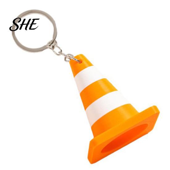 3D-gedruckter Schlüsselanhänger Verkehrskegel Schlüsselanhänger, Orange Weiß Hängender Schlüsselring Dekor mit Schlüsselring, Schultaschen Handtaschen Rucksäcke Anhänger Form Schlüsselanhänger orange