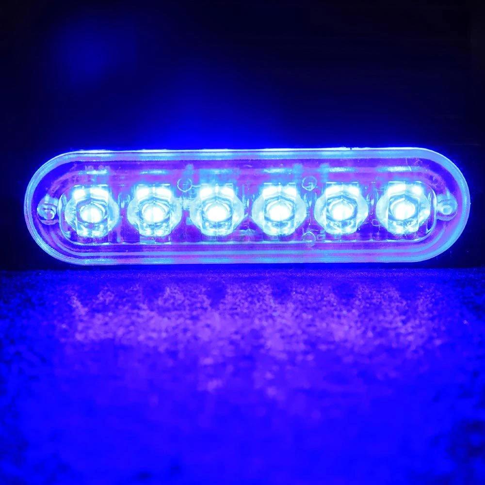 6LED Auto Strobe Warnlicht Grill Blinkende Panne Notlicht Auto LKW Anhänger Leuchtfeuer Lampe LED Wasserdichtes Seitenlicht 1pcs blau