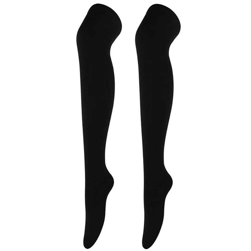 Damen Strümpfe Stulpen Gestreifte Lange Socken Oberschenkel Winter Hohe Strümpfe Warm über Knie Socken Weiche Wolle Weihnachtsstrümpfe One Size schwarz