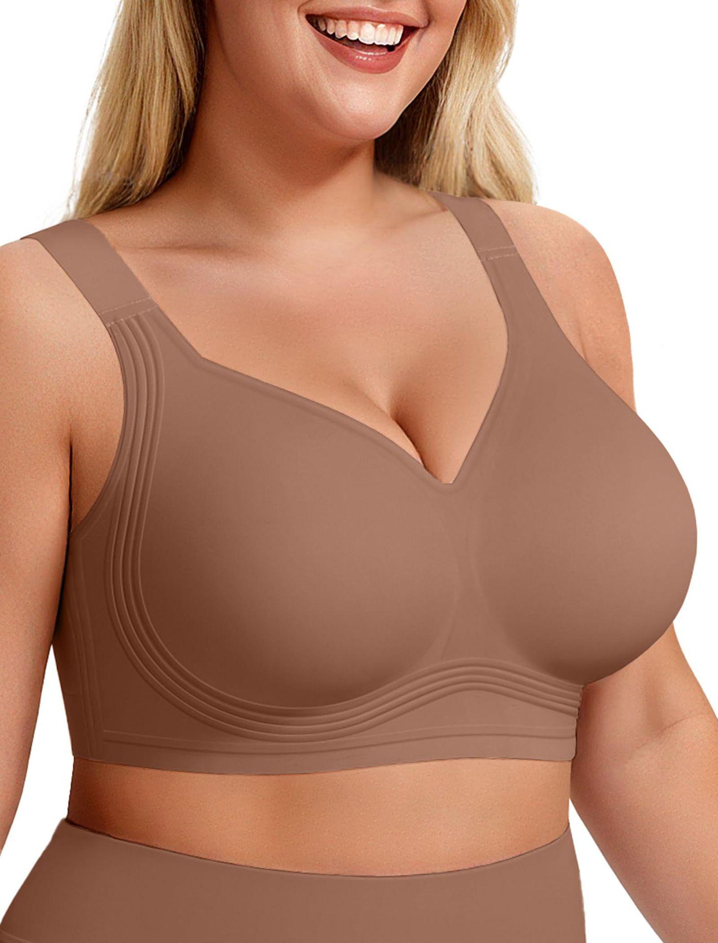 OEAK Seamless Push-Up BH mit Leopardenmuster – Bügellos, Weicher Halt, Große Größen, Bequem, Dünn, Anti-Hänge-Damenunterwäsche 5XL braun