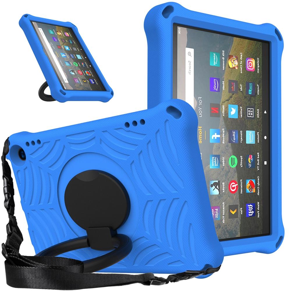 Für Amazon Fire HD 8 Plus 10. 12. Generation 8,0 Zoll 2020 2022 Hülle EVA Kindersicher Zugring Stoßfest Schultergurt Ständer Tablet-Hülle Fire HD 8 2020 blau