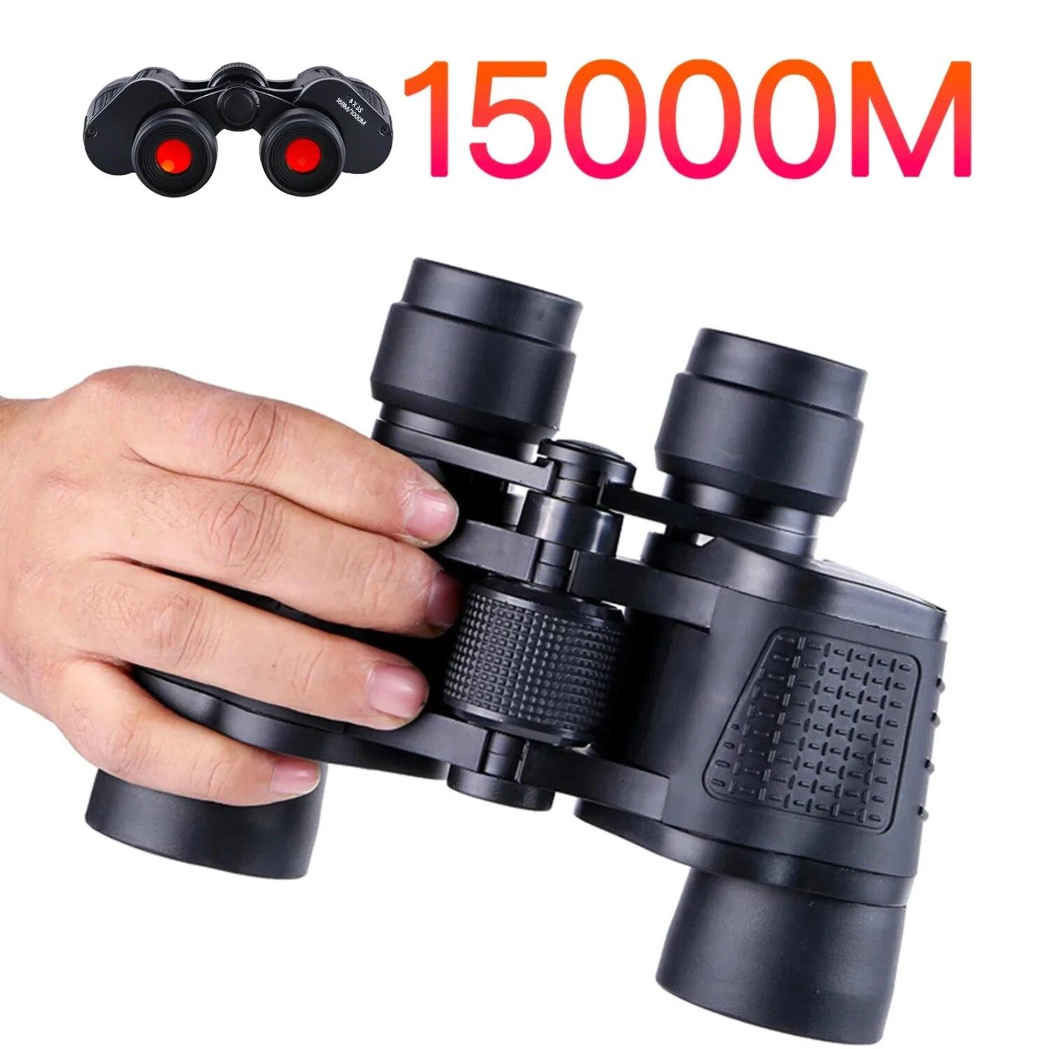 Fernglas 80 x 80, große Reichweite, 15.000 m, HD-Hochleistungsteleskop, optische Glaslinse, Nachtsicht bei schwachem Licht für die Jagd, Sportbereich schwarz