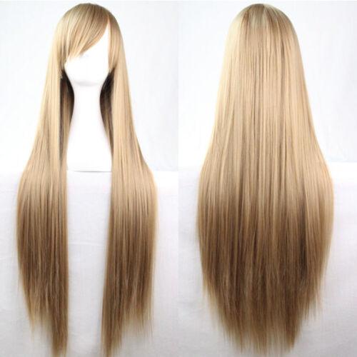 Frauen 80 cm lange gerade Perücken Mode Cosplay Kostüm Anime Haar Party volle Perücken