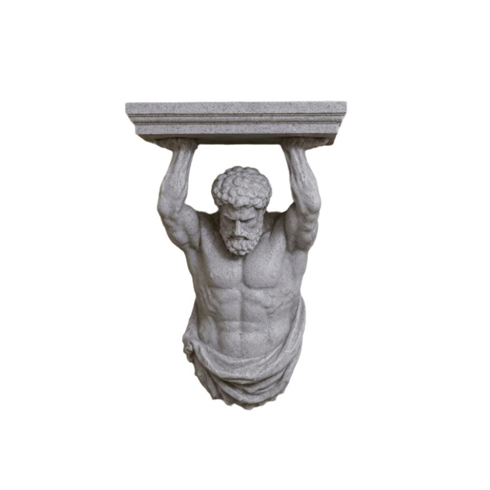 Dekoratives Atlas Wandregal Plastik Atlas Statue Wandhalterung Figur Wandregal Heimdeko grau