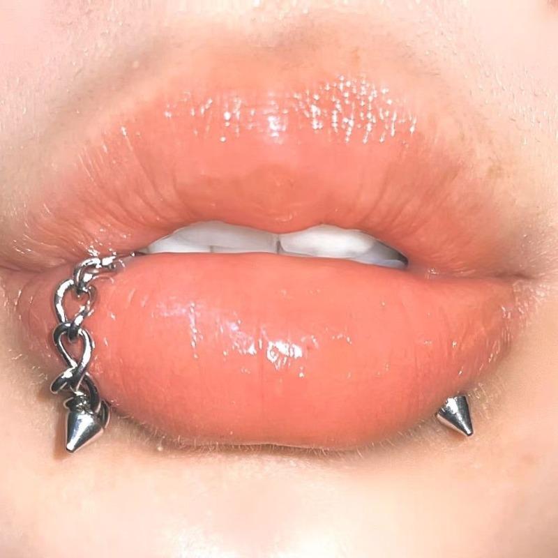 Kette Lippenring Ein Nagel Dual Use Ins Männer Frauen Titan Stahl Runde Kugel Spitz Konisch Punk Labret Nagel Piercing Großhandel 1.2x8mm