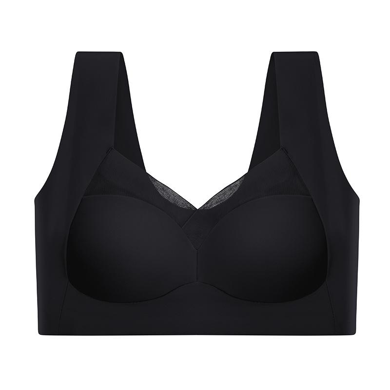 Top Nahtlose Frauen Yoga BHs Weste Unterstützung Zeigen Bequeme Keine Stahl Ring Sport Unterwäsche Schlaf BH Weste 3XL schwarz