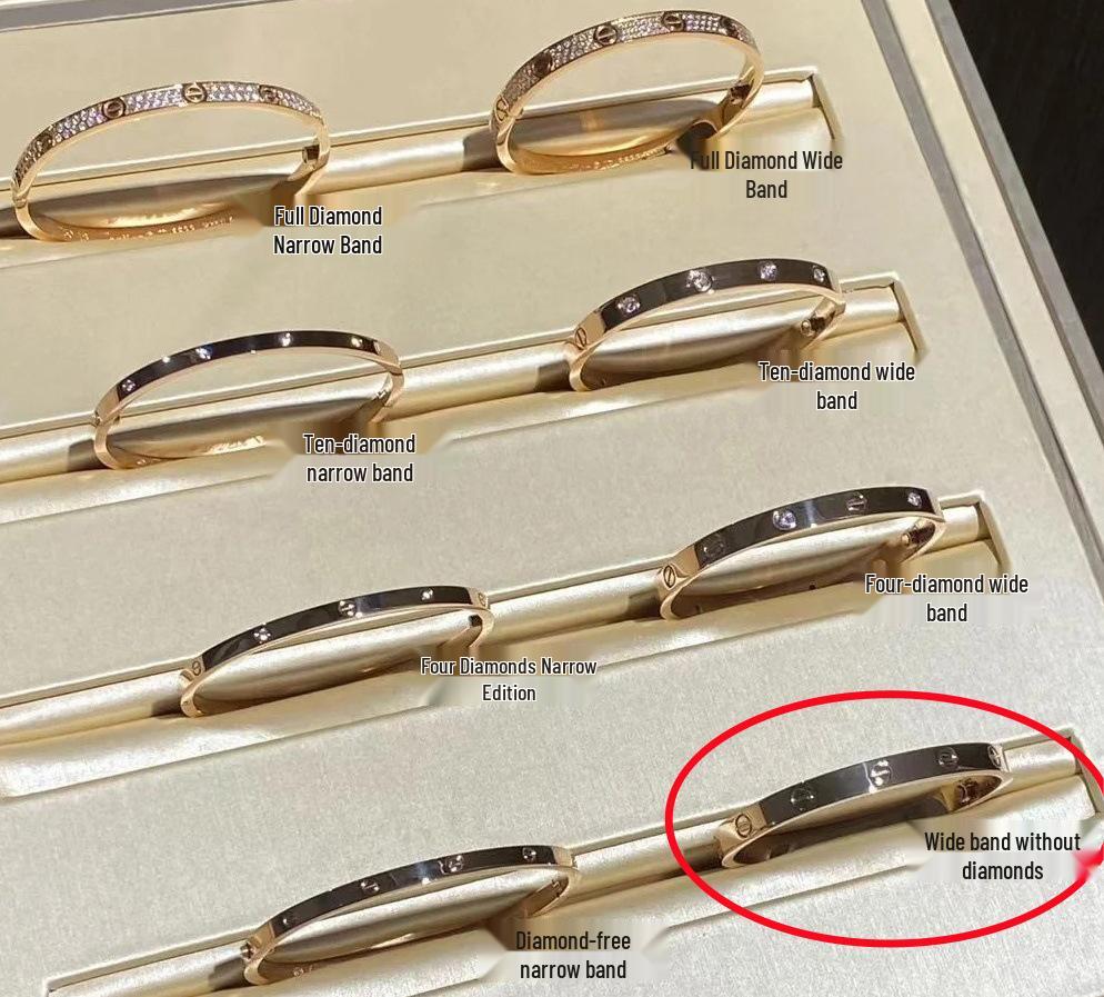 V Gold High Cartier LOVE Schmaler 18K Roségold Armreif mit eingelegten Diamanten - Exquisiter, farbbeständiger Schmuck für Damen und Herren. White Gold Size 17