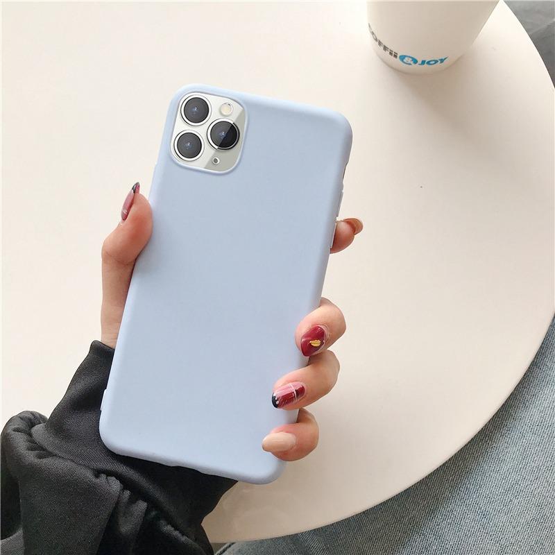 Einfarbige Silikonhülle für iPhone 12 i12 Mini IPHONE 11 i8 Plus 7 6 Softcover Candy Phone Cases für iPhone XS 11 Pro MAX XR X XS Max 12 Pro Max iPhone 12 Mini licht lila