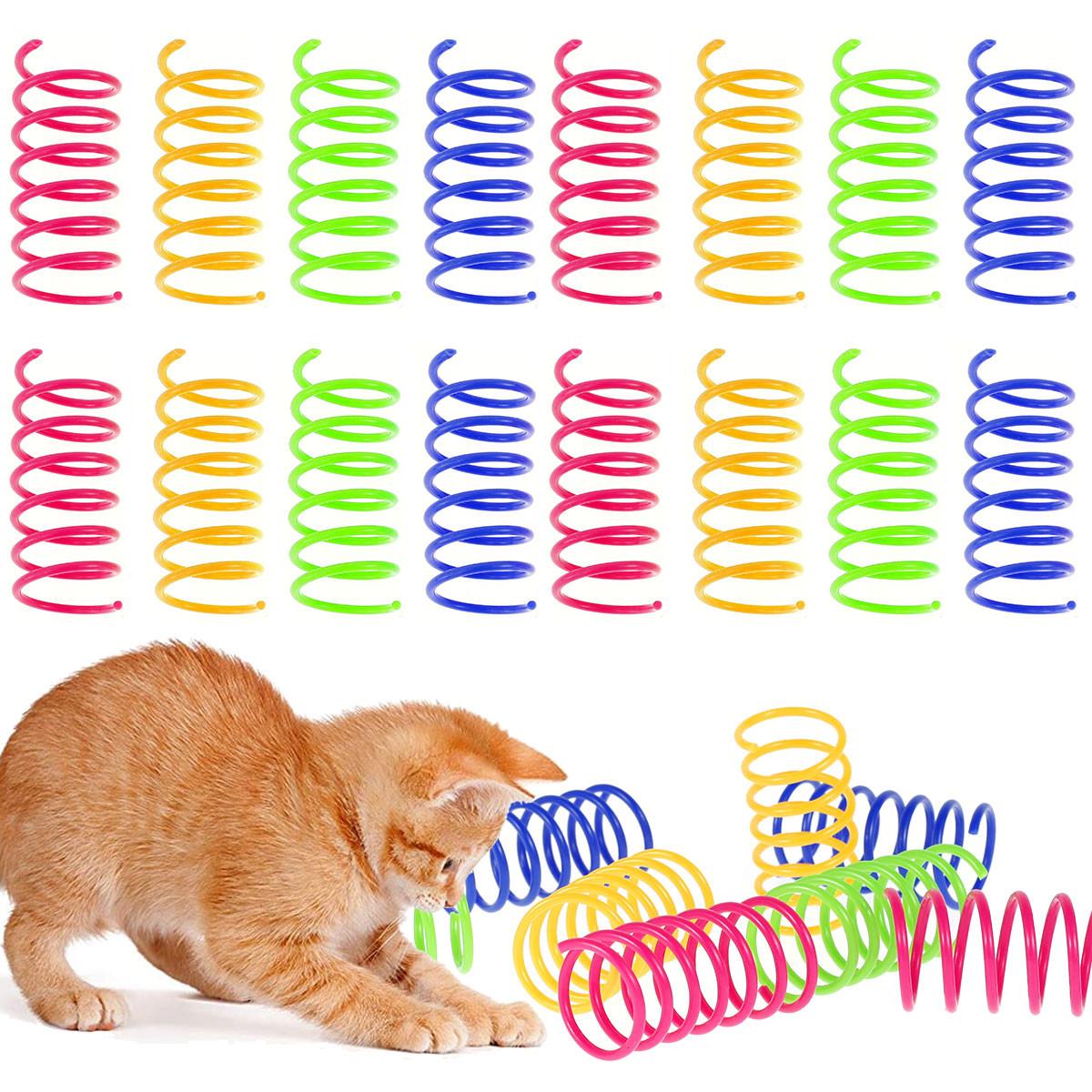 16-teiliges Katzenspielzeug mit Spiralfeder aus langlebigem Kunststoff, interaktives Katzenspielzeug, kreatives Katzen-Aktivitätsspielzeug, Katzen-Hüpf- und Zugspielzeug, lustiges Geschenk One Size green