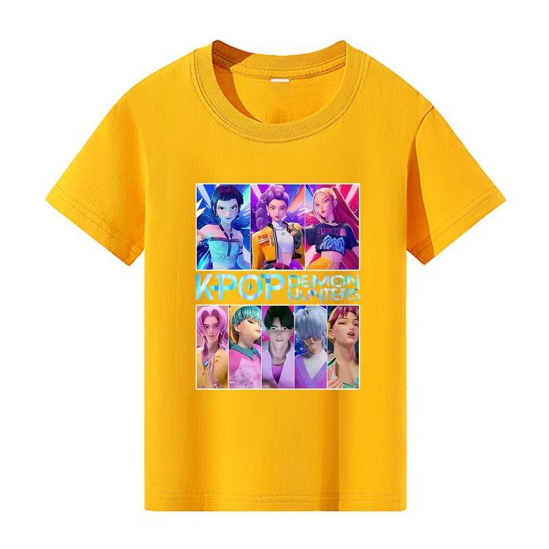 Kinderkleidung KPop Dämonenjäger Saja Jungen Weich Jungen Mädchen T-Shirt Sommermode Cooles Kinder T-Shirt Cosplay Kostüm 130cm gelb
