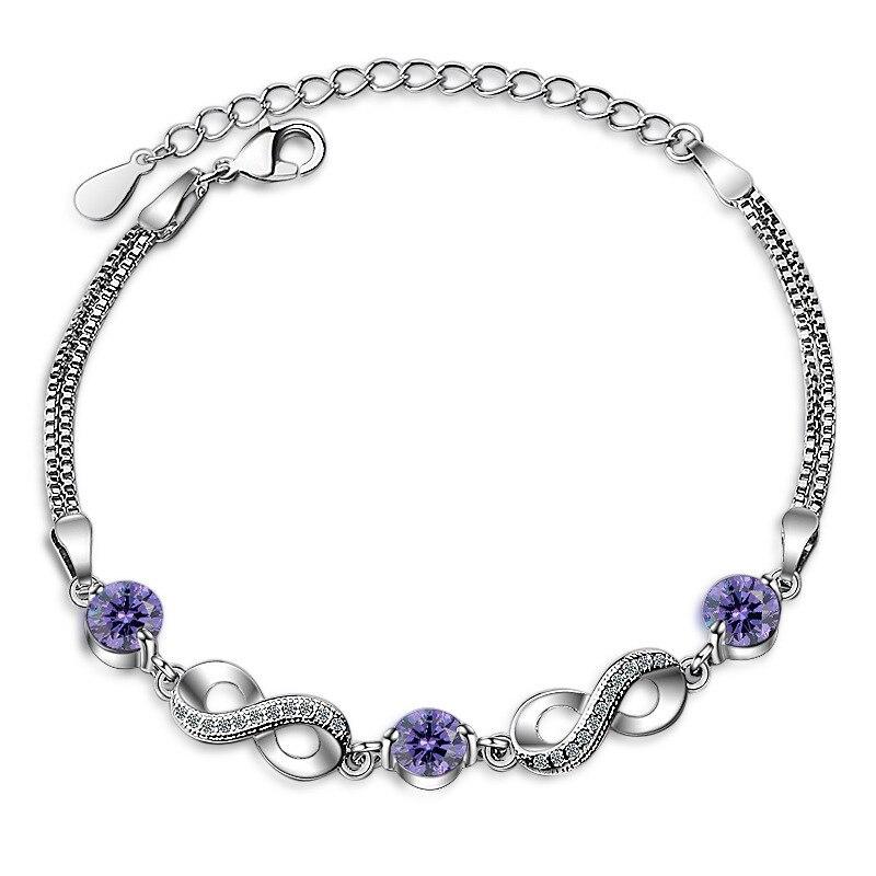 Authentisches 925er Sterlingsilber Endless Love Unendlichkeit Kettenglied Verstellbares Damenarmband Luxus Silberschmuck Scb037 white