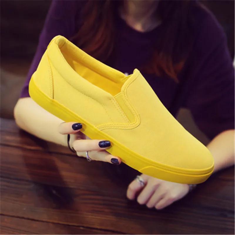 Mode für Männer und Frauen, atmungsaktive Canvas-Freizeitschuhe, Studenten-Loafer-Schuhe, Unisex-Mode, flache Sneaker, Orange, Gelb, Grün, Schuhe 35 gelb