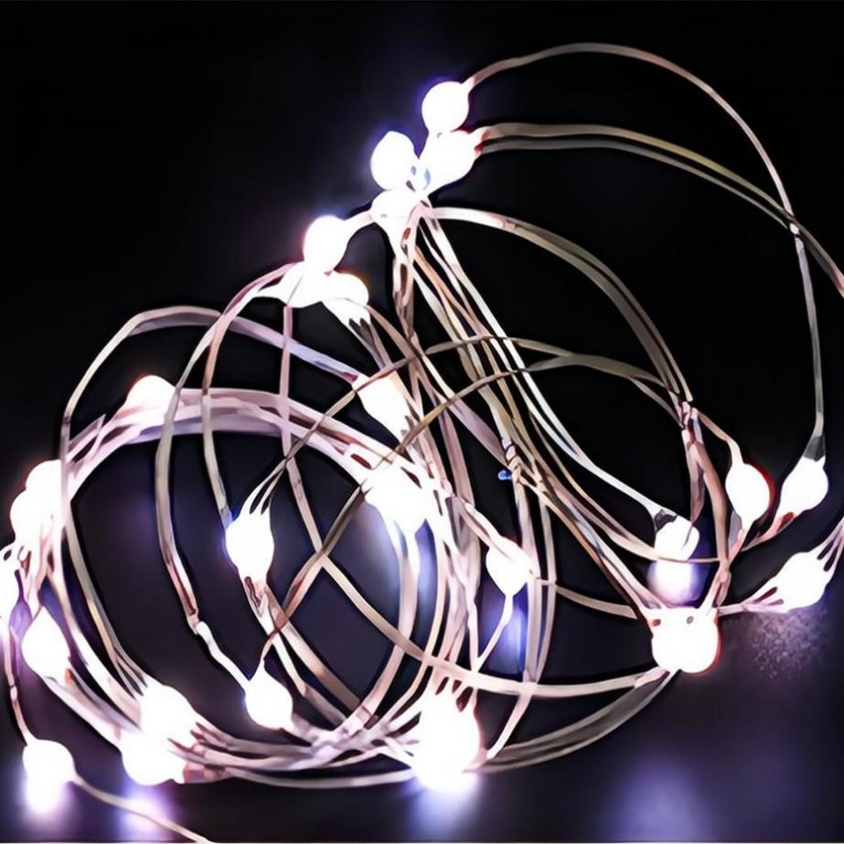 USB LED Lichterketten Kupfer Silber Draht Girlande Licht Wasserdichte LED Lichterkette Für Weihnachten Hochzeit Party Dekoration 3M-By USB weiß