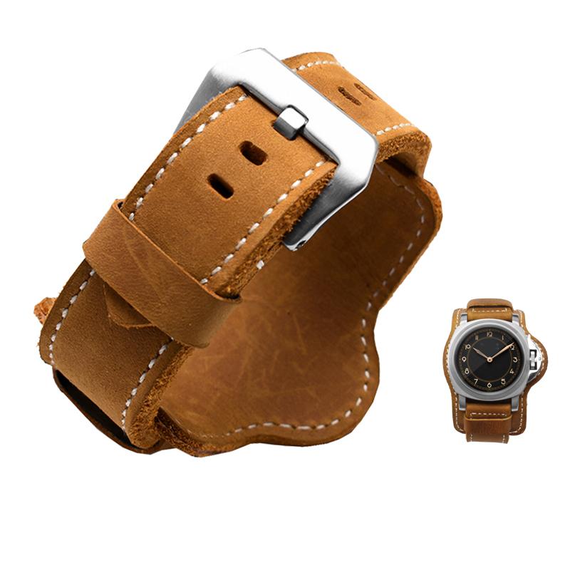 Retro Dickes Echtleder Uhrenarmband Herren Armbanduhrenarmband Armbanduhren Band 20 22 24mm 26mm Braun Schwarz mit Matte 20mm