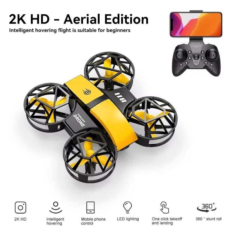 Neue Mini-Drohne 4k Professionelle HD 1080P Weitwinkelkamera WiFi FPV Fernbedienungsdrohne Höhenhaltung 8000m Drohne Kinderspielzeug Geschenk Kinder 2K Without With 2B gelb