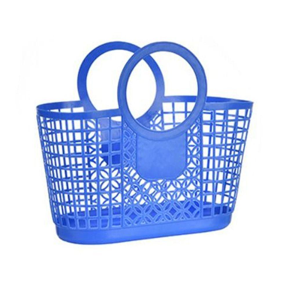 Einkaufskörbe aus hohlem Kunststoff für die Küche, Aufbewahrungskorb für Obst und Gemüse, tragbare Dusch-/Badekörbe, Kinderspielzeug, Snack-Organizer blau
