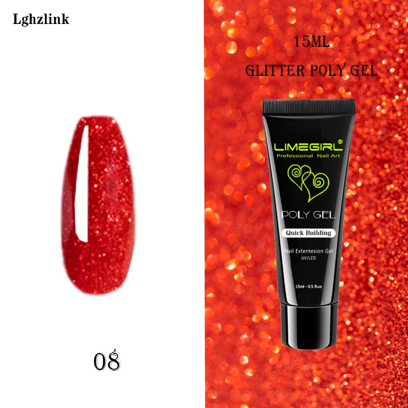 24 Farben Diamant Poly UV Gel Glitzer Nagel Gel Builder Gel Acryl Soak Off Camouflage Schnelle Nagelverlängerung UV Gel Nail Art