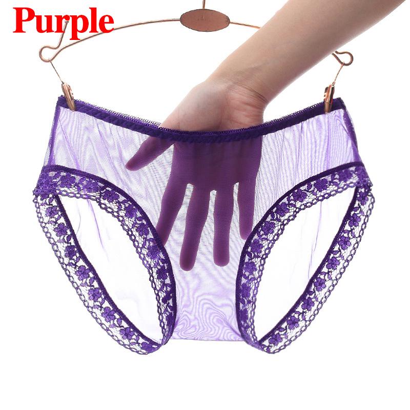 Sexy Damen-Unterwäsche, Netz-Slips, Dessous, durchsichtige Spitzenhöschen, transparente Höschen, Unterwäsche L violett