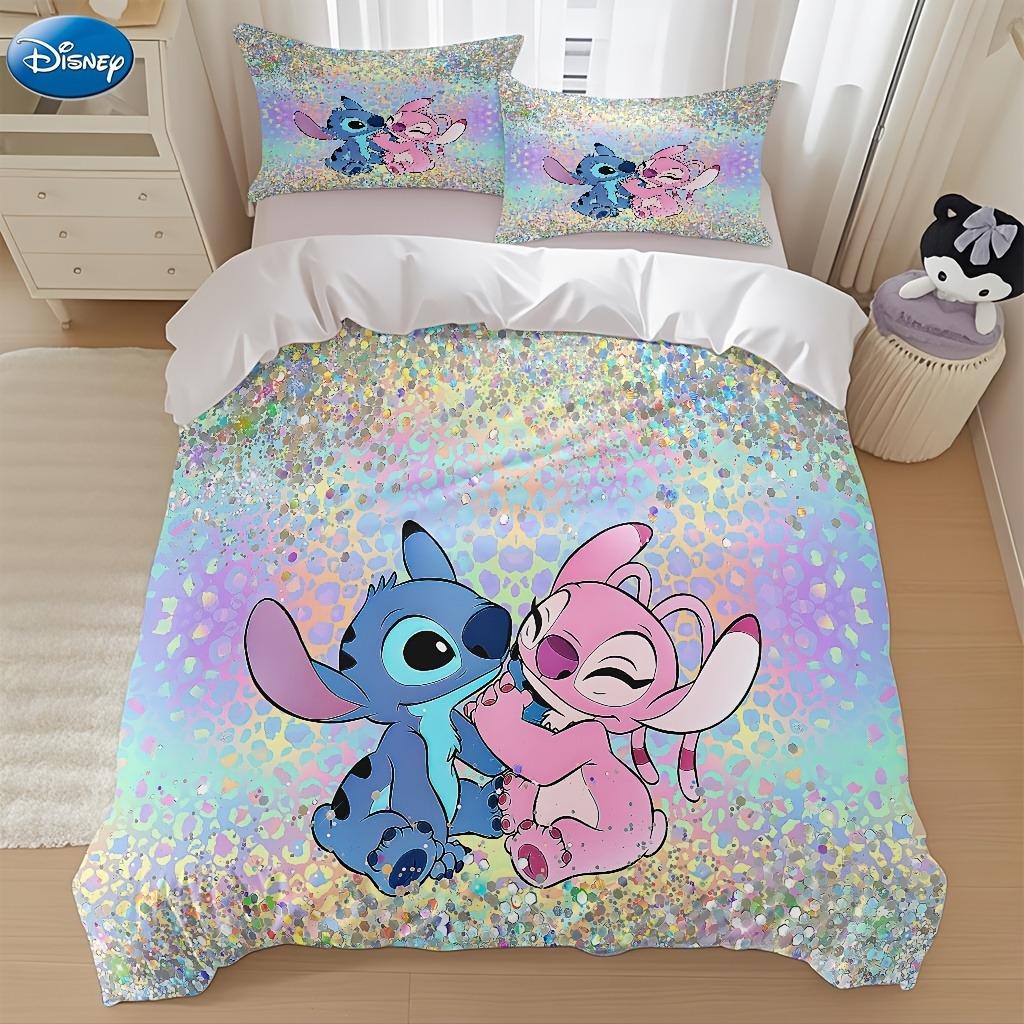 Stitch Bedrucktes Schlafzimmer Bettwäscheset Bettbezug Weihnachtsgeschenke Komfort Cartoon Mit Kissenbezug für Kinder und Erwachsene EU Double(200*200cm)3pcs