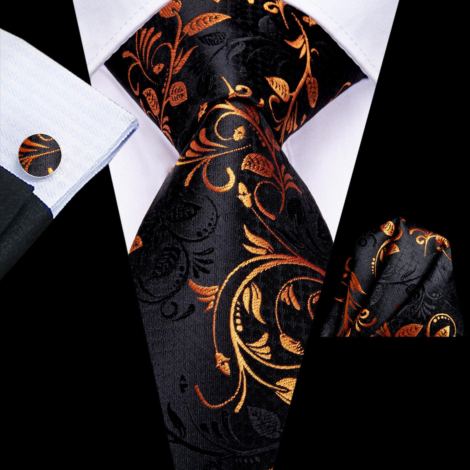 Hi-Tie New Fashion Herren-Krawatte, Business-Krawatte, Einstecktuch, Manschettenknöpfe, Krawatten-Set N-3338