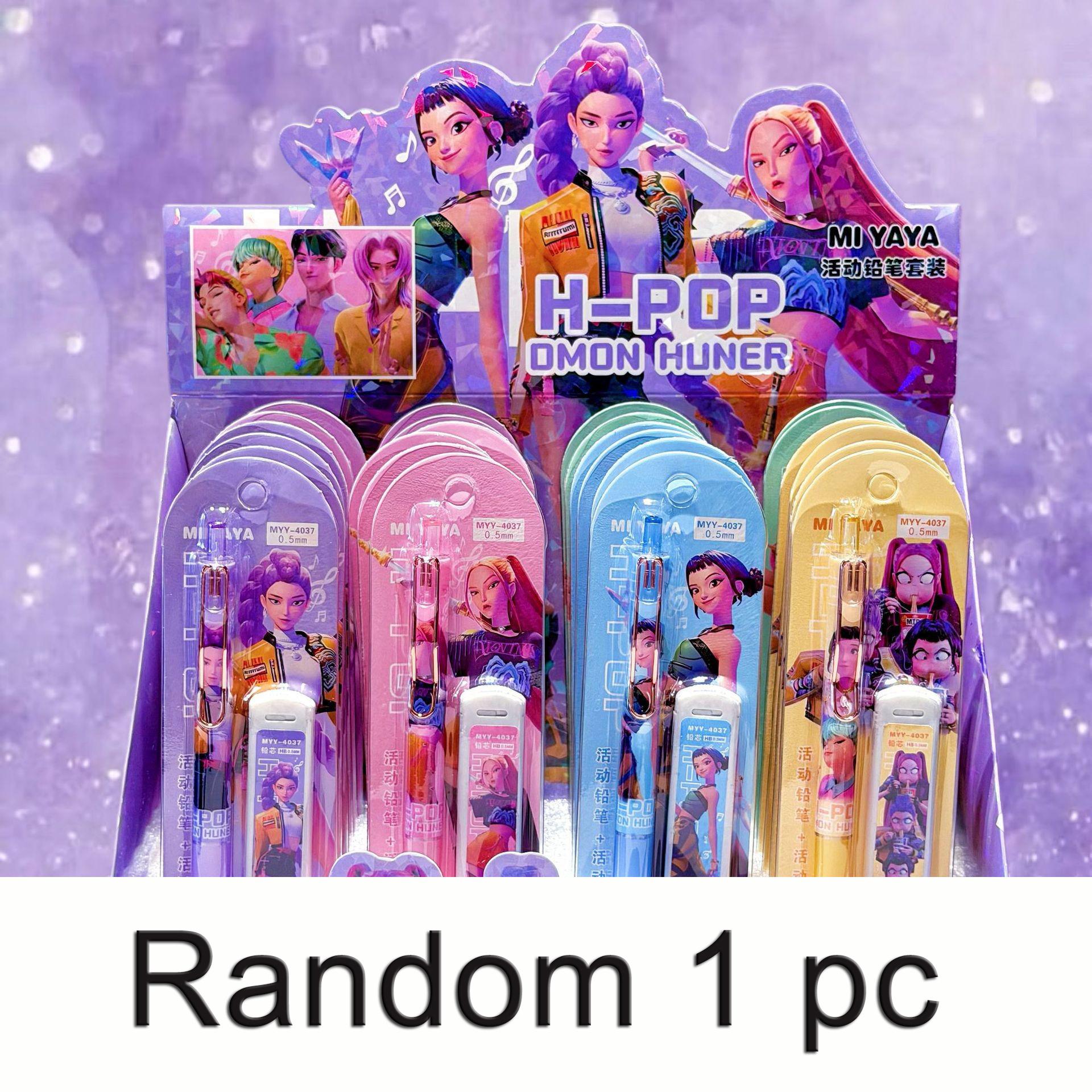 Zufällige 1/2/4 Stück Kpop Demon Hunter Themen Automatikbleistift 0,5 mm Bleistiftgriff Minen Kunstzeichnung Studenten Bürobedarf Kindergeschenk