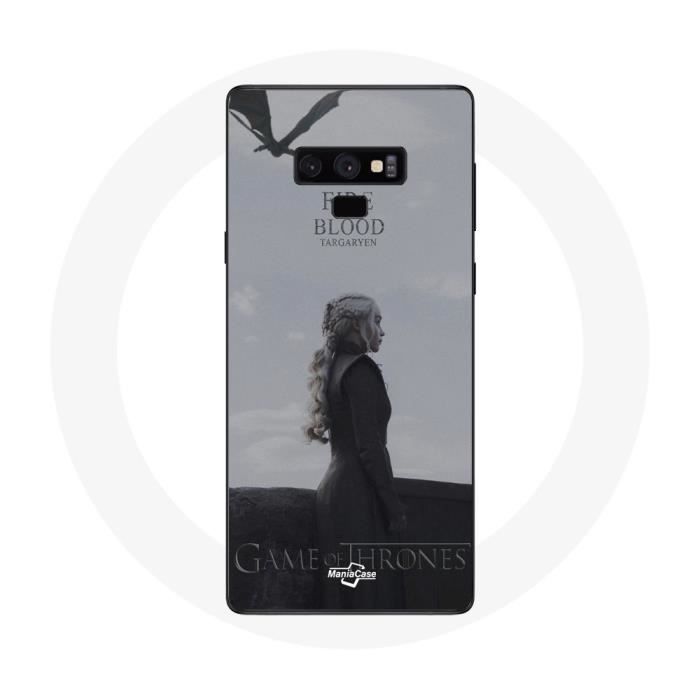 Hülle für Samsung Galaxy Note 9 Game of Thrones Staffel 8 Daenerys Targaryen Feuer und Blut Game of Thrones Logo Grau