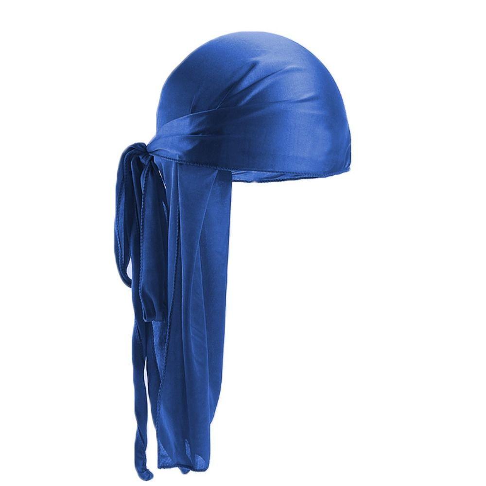 Verstellbarer Seiden-Durag Elastischer Turban Hijab Mode Piratenhut Herren Damen königsblau