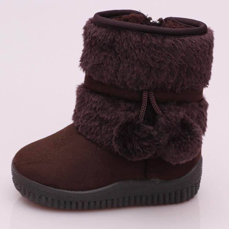 Mädchen Schnee Stiefel Mode Bequeme Dicke Warme Kinder Stiefel Lobbing Ball Dicke Kinder Winter Nette Jungen Stiefel Prinzessin Schuhe 35 kaffeebraun