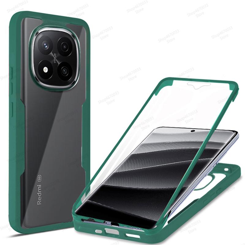 360° Vollschutz Handyhüllen für Xiaomi Redmi Note 14 13 12 11 Pro Plus 14S Stoßfeste Hülle für Xiaomi Redmi Note 12S 11S 10S Note 14 Pro 4G dunkelgrüne