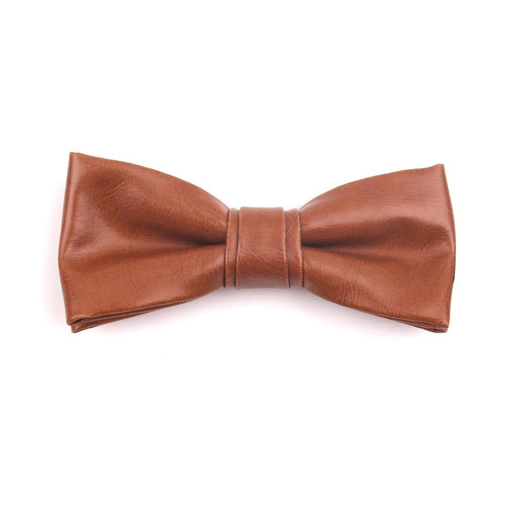 Weiche PU-Leder Fliege Verstellbare Retro Krawatte Klassische Herren Krawatte Hemd braun