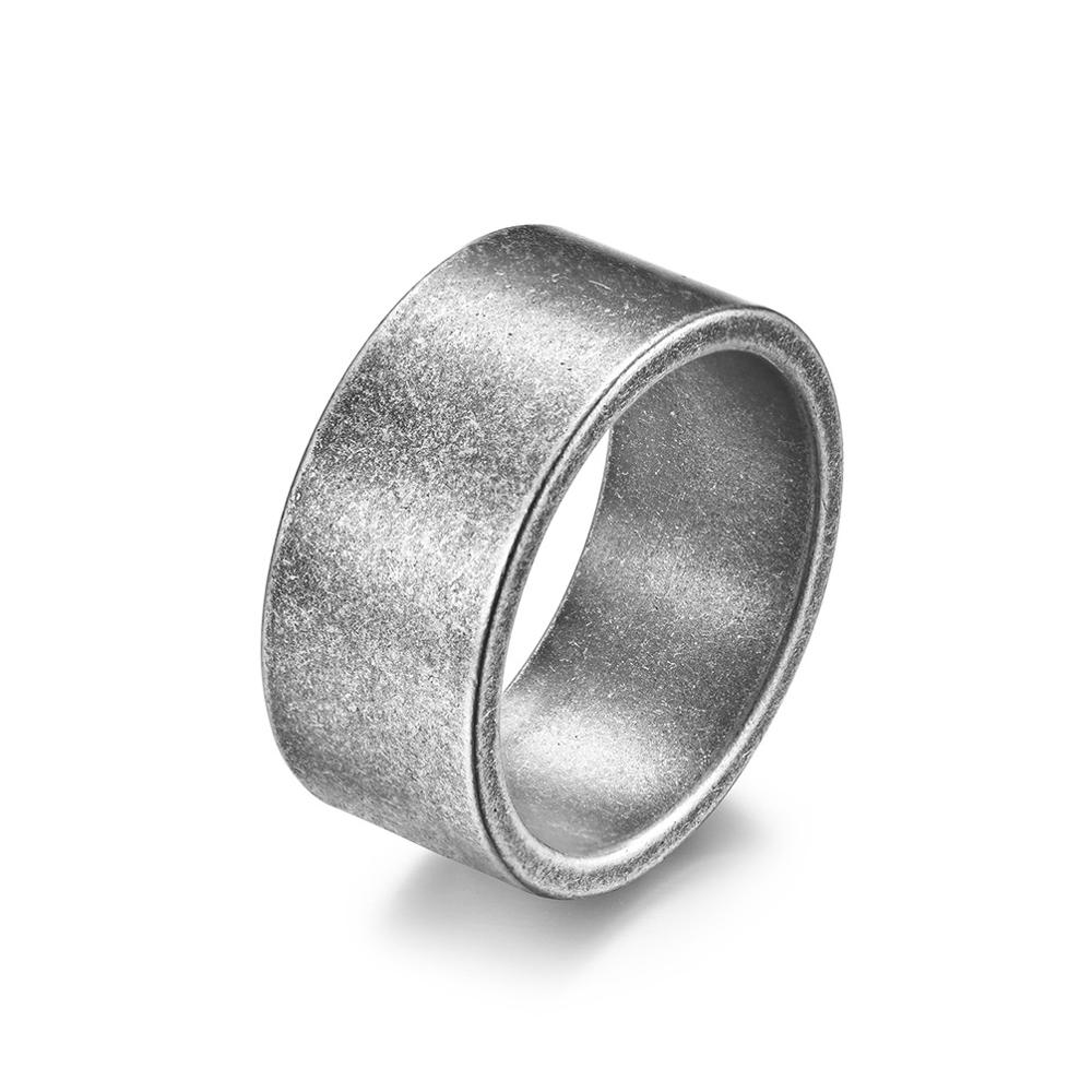 Breiter Ring aus Titanstahl, gebürstet, großer Ring für Männer, mattgold/schwarz/silberfarben, Fingerringe, Herrenschmuck 11 grau