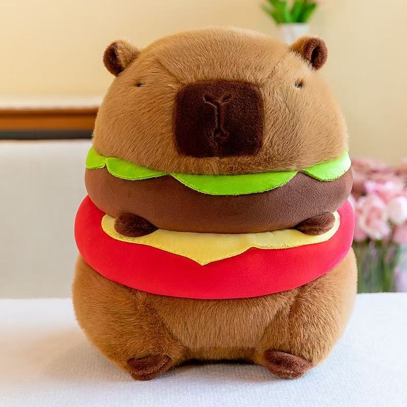 Neues Niedliches Hamburger Capybara Plüschtier Stofftier Simulation Tierpuppe Weiches Kinderspielzeug Geburtstagsgeschenk Kawaii Zimmerdekoration 22cm brown