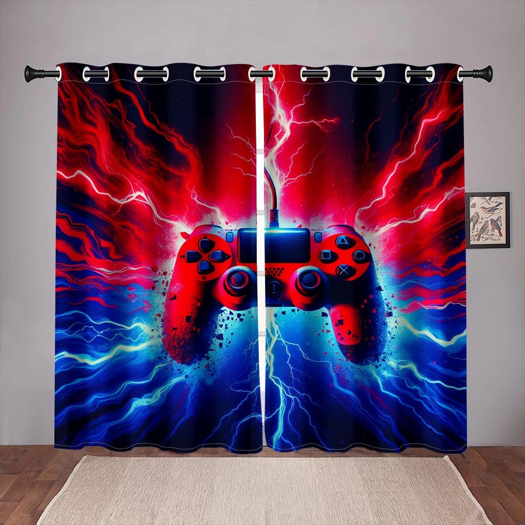 2 stücke Schlafzimmer Spiele Vorhänge Videospiel-Controller Gamer Room Decor Männer Gamepad Vorhänge Fenster Behandlung Vorhänge Für Wohnzimmer 100W130H(CM)40x51in&rod pocket
