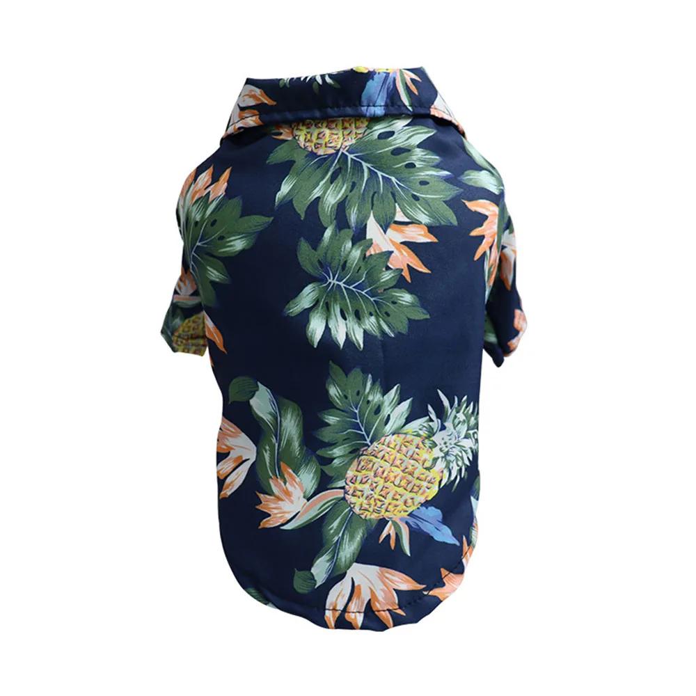 Atmungsaktive Sommer-Haustier-Strandhemden für Hunde Niedliche Hawaii-Freizeitkleidung für Hunde und Katzen Florales T-Shirt für kleine Hunde Chihuahua-Kleidung L