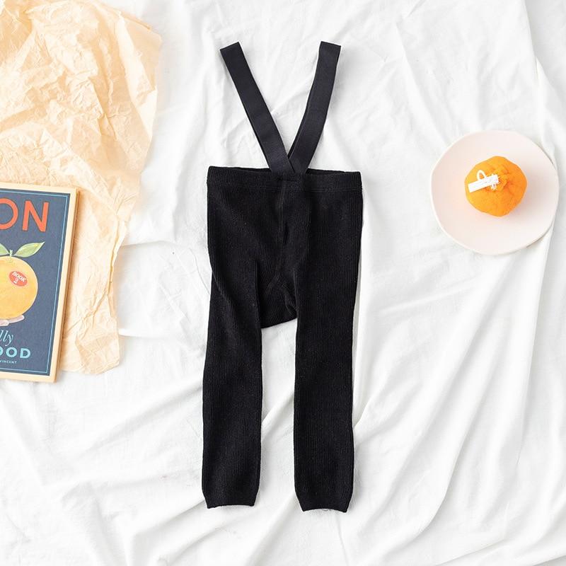 Infant Kinder Hosenträger Strumpfhosen Frühling Herbst Baby Mädchen Jungen Strumpfhosen Baby Mädchen Kleidung Hohe Taille Bandage Kreuz Straped Leggings 6-12Months schwarz