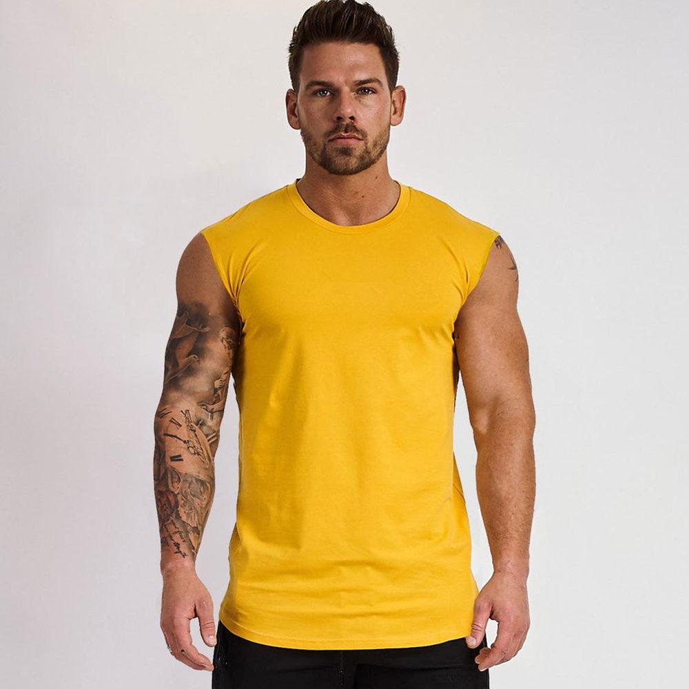 Baumwolle Bodybuilding Tank Tops Männer Sommer Casual Ärmelloses Shirt Männliche Fitness-Studio Fitness Singlet Stringer Kleidung XXXL gelb