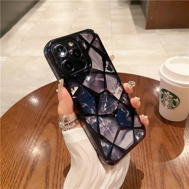 Für iPhone 16 Pro Max Luxus Beschichtung Marmor Buntes Muster Rahmen Handyhülle Für iPhone 15 14 13 12 11 Weiche Schutzhülle iPhone 16 Plus black