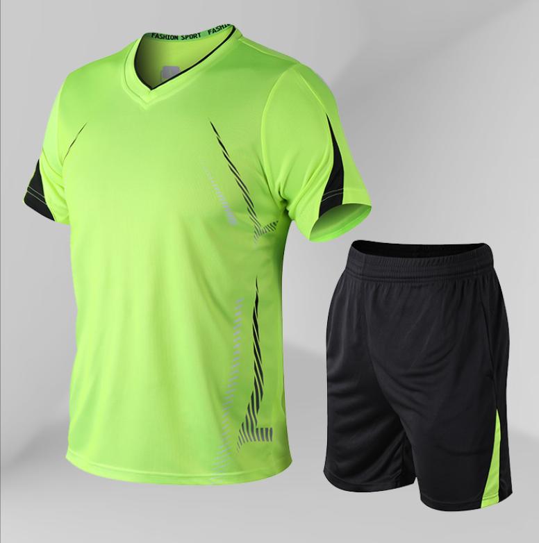 Trainingsanzug Herren Set Herren 2 Stück Sets Sommer Freizeitkleidung Fitness Trainingsanzüge Set L armee grüne