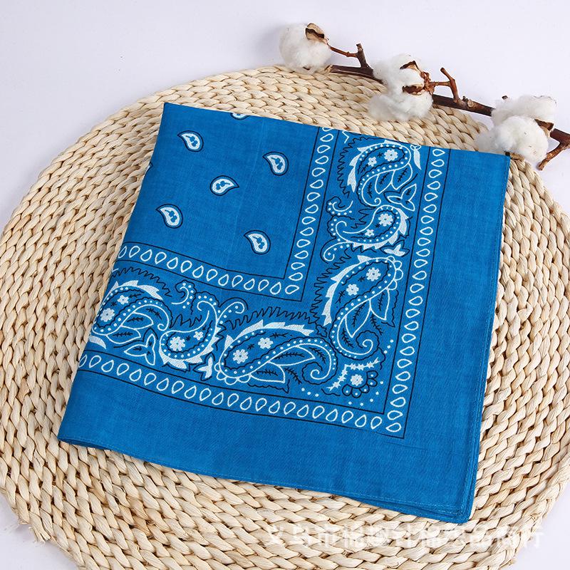 Neue Mode Hip Hop Baumwolle Bandana Square Schal Schwarz Rot Stirnband Gedruckt für Jungen/Mädchen see-blaue