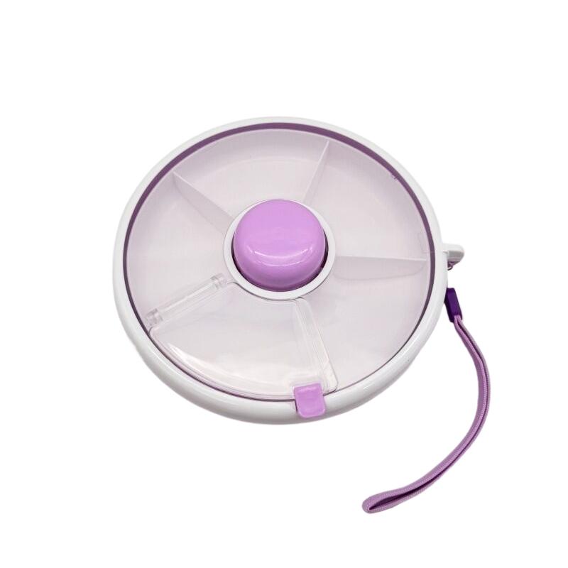 Snack-Spinner, rotierende Snack-Box, tragbar, Melonen-Süßigkeiten-Samen-Organizer, Aufbewahrungsboxen, Obstschalen, Snack-Spinner-Behälter für Kinder violett