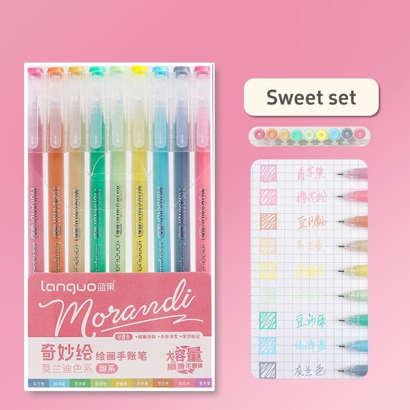 9 stücke Morandi Stifte Set Multi Farbe Gel Tinte Stifte Retro Marker Liner 0,5mm Kugelschreiber Für Journal Kunst