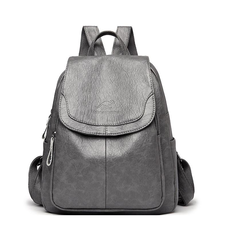 Rucksack Damen Große Kapazität Weiches Leder Rucksack Rucksack Reisetasche Umhängetasche One Size