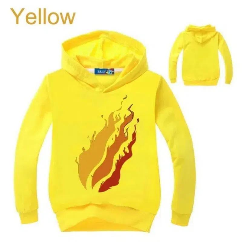 Neue Kinderkleidung PrestonPlayz Hoodie Feuer-Logo Inspirierte Sweatshirts Preston Playz Merch Sweatshirt für Jungen und Mädchen 120cm gelb