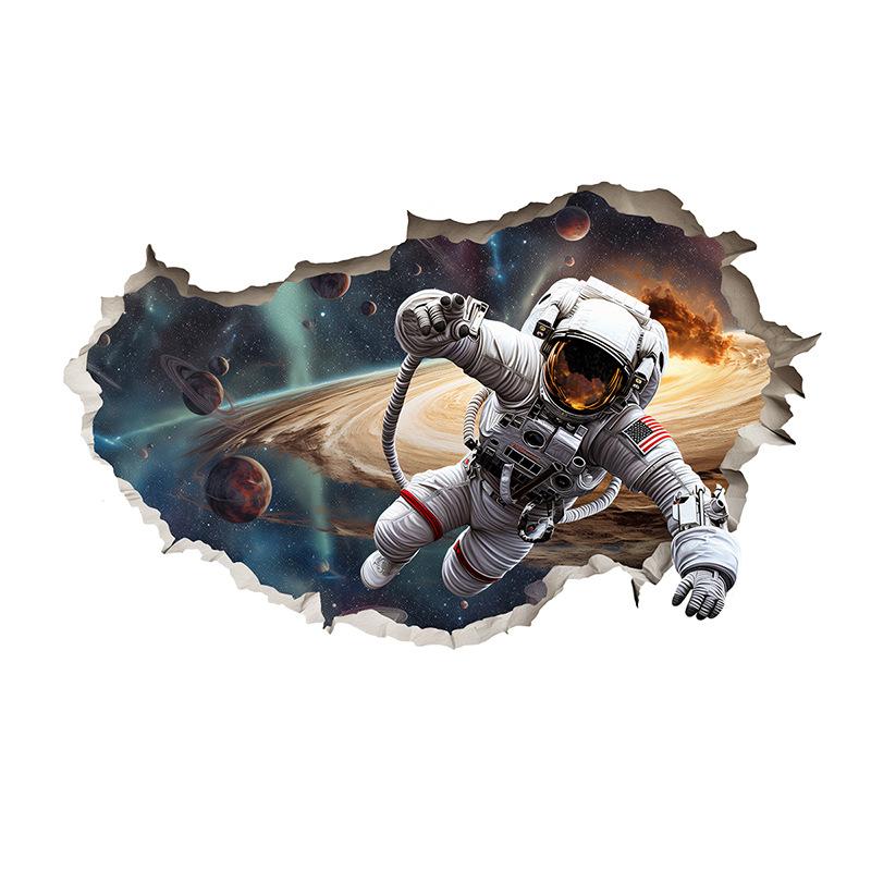 Wandtattoos mit Astronautenmotiven für Kinderzimmer, Schlafzimmer und Wohnzimmer – selbstklebend und abnehmbar – Dekoration zum Thema Weltraum 30x90cmx2pcs bunt