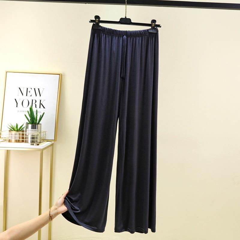 Übergröße M bis 6XL U-Ausschnitt Damen Hose mit weitem Bein hoher Bund Locker Lange Hose einfarbig Lässige drapierte Hose Alleskönner 2XL grau