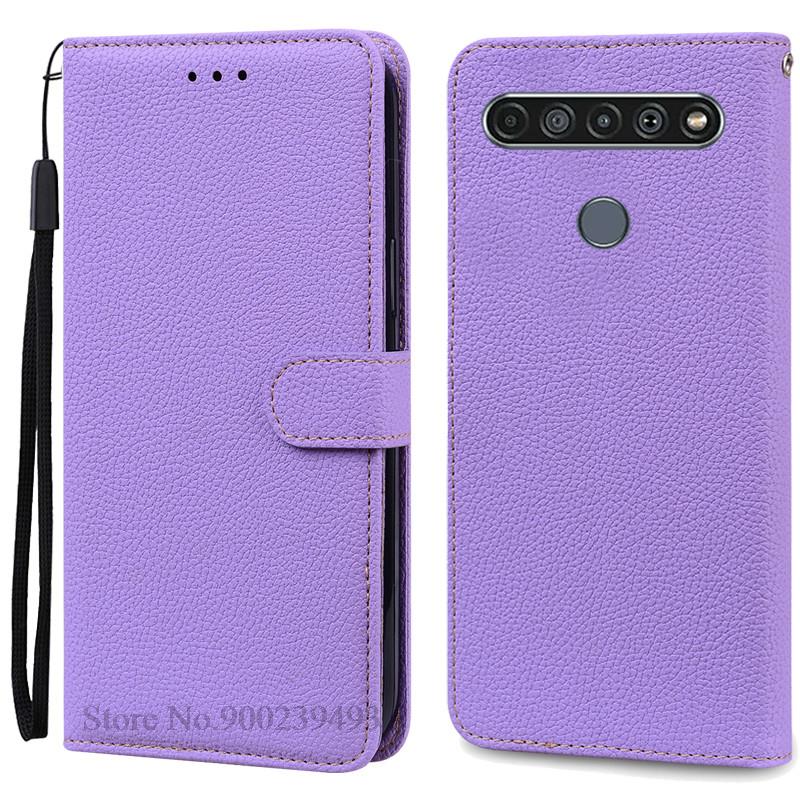 Für LG K61 Hülle Weiche Silikon Leder Brieftasche Flip Case Für LG K61 Hülle Coque Für Fundas LG K61 LGK61 K 61 Handyhüllen Schale for LG K61 licht lila
